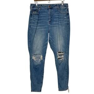 American Eagle Curvy Hi-Rise Jegging Distressed Stretch Denim Plus Size 18